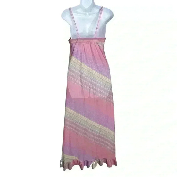 Vintage Alice Maloof Ruffled Nightgown Dress Size XS Lingerie 1960s Candy Stripe - Picture 3 of 13